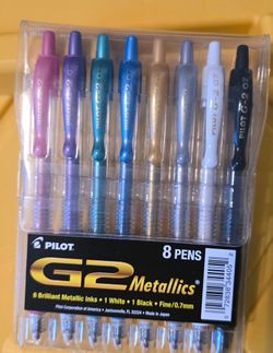NEW Pilot G2 Metallic Gel Pens 8 Pack 0.7mm