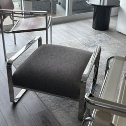 Chrome framed Ottoman— Or Coffee Table