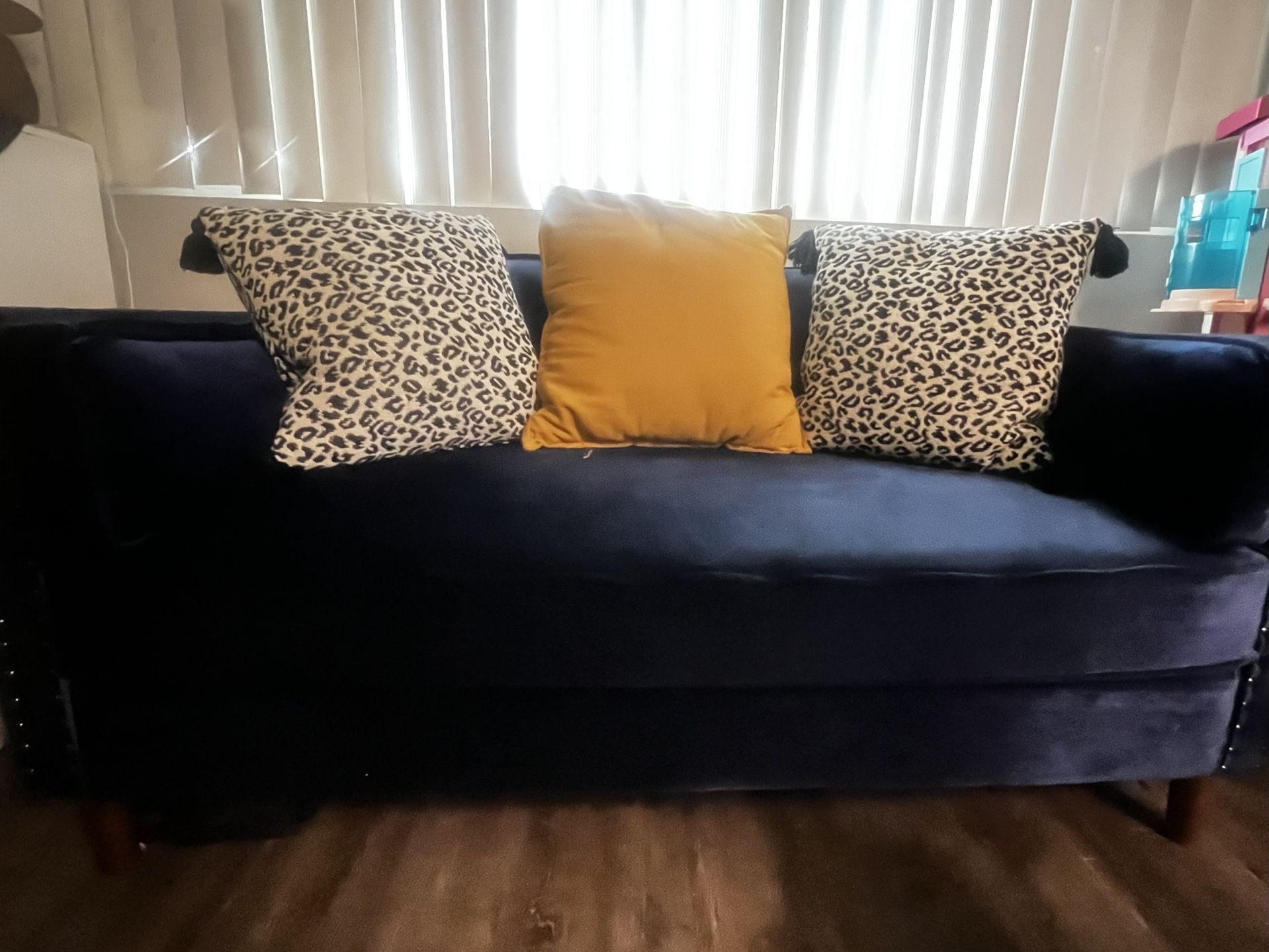 2 Faux Velvet Blue Couches