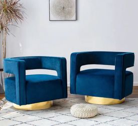 Velvet Swivel Barrel Chair (Set of 2)