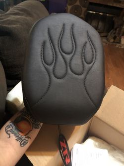 Flame stitch leather motorcycle passenger pillion seat