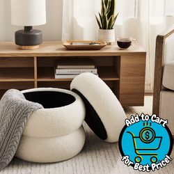 Mainstays Boucle Cloud Storage Ottoman, Cream