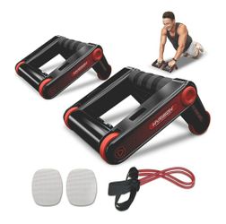 NEW **HARISON AB Roller Wheel Push up Bars Core Strength Abdominal Trainers with Knee Pad and Resistance Bands, AB Home Gym Fitness Equipment