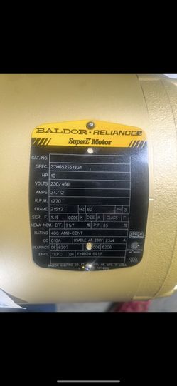 Baldor Reliance Super E Motor 10 HP