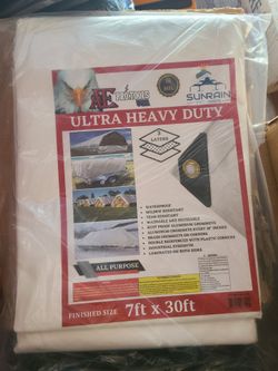 7ft × 30ft Ultra Heavy Duty White Tarp