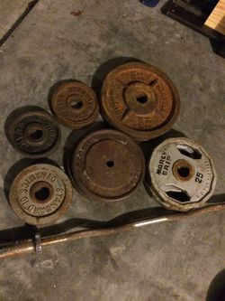 Olympic Weights and curl bar