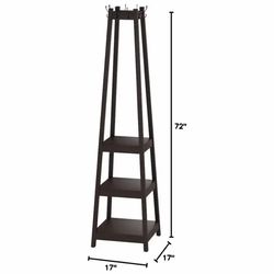 Tall Wooden Coat Rack Shelf with Hooks