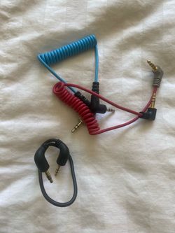 Lot of 4 Camera/Mic Audio Cables – 3.5mm TRS, TRRS, Coiled