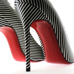 NEW Christian Louboutin Kate 100 patent stripes Black White Heel Pump 39 EU, 9 US with BOX Women’s shoes Wedding Party Casual Classic