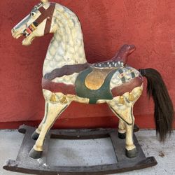 Antique Wooden Rocking Horse