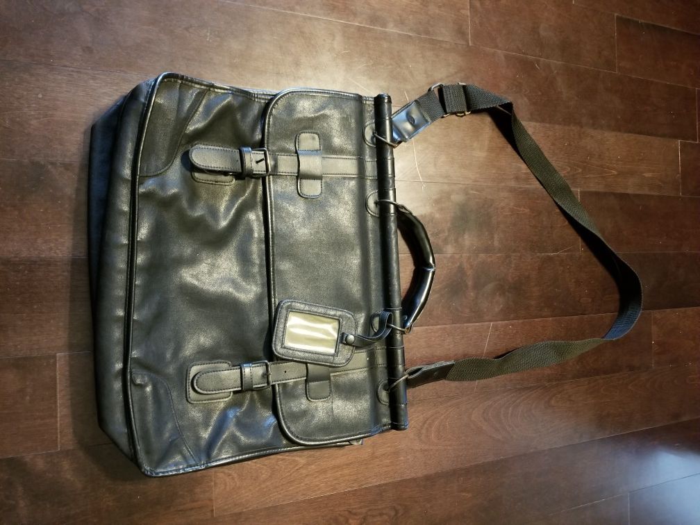 Leather SMOKE color brief case shoulder bag