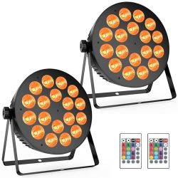 180W RGBA LED Stage Lights - YeeSite 2Pack 18LED Par Lights Sound Activated Remote amp DMX Control Uplights for Events Wedding Church Party Club Stage