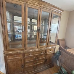 china.  Closet.    Wood And Glass China Closet