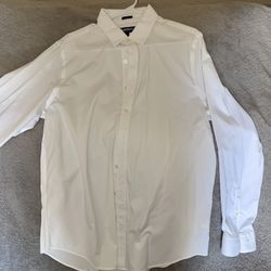 White Express Button Down Long sleeve Dress Shirt Size L