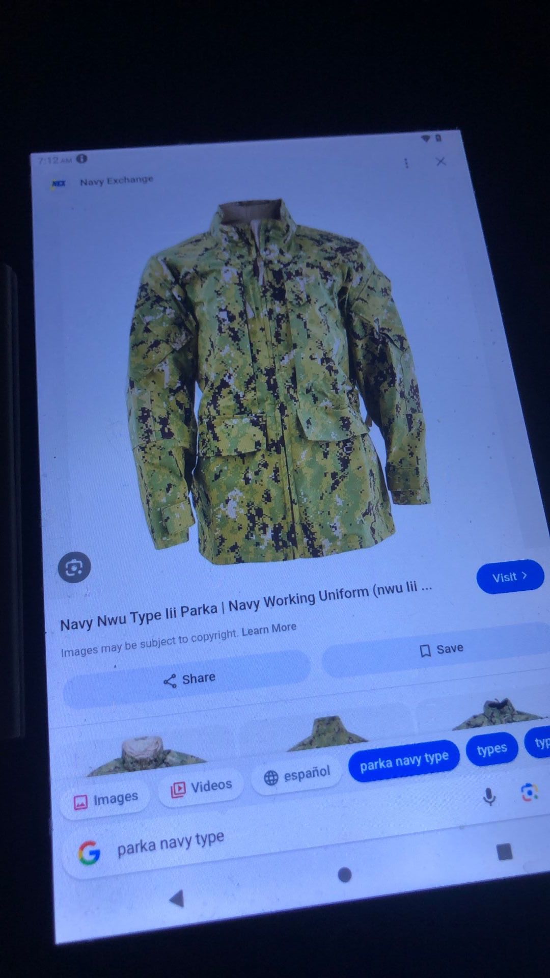 Parka,Working, NAVY Type lll