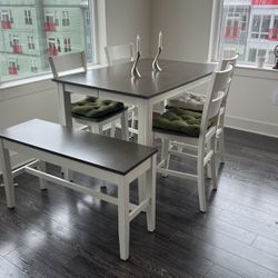 Blake 6 Piece Gray & White Counter Height Dining Set with Storage Bench