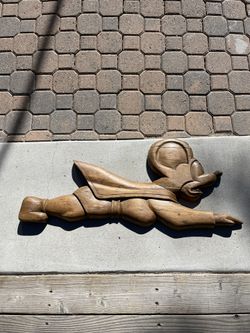 Mighty Mouse Vintage Wood Carving