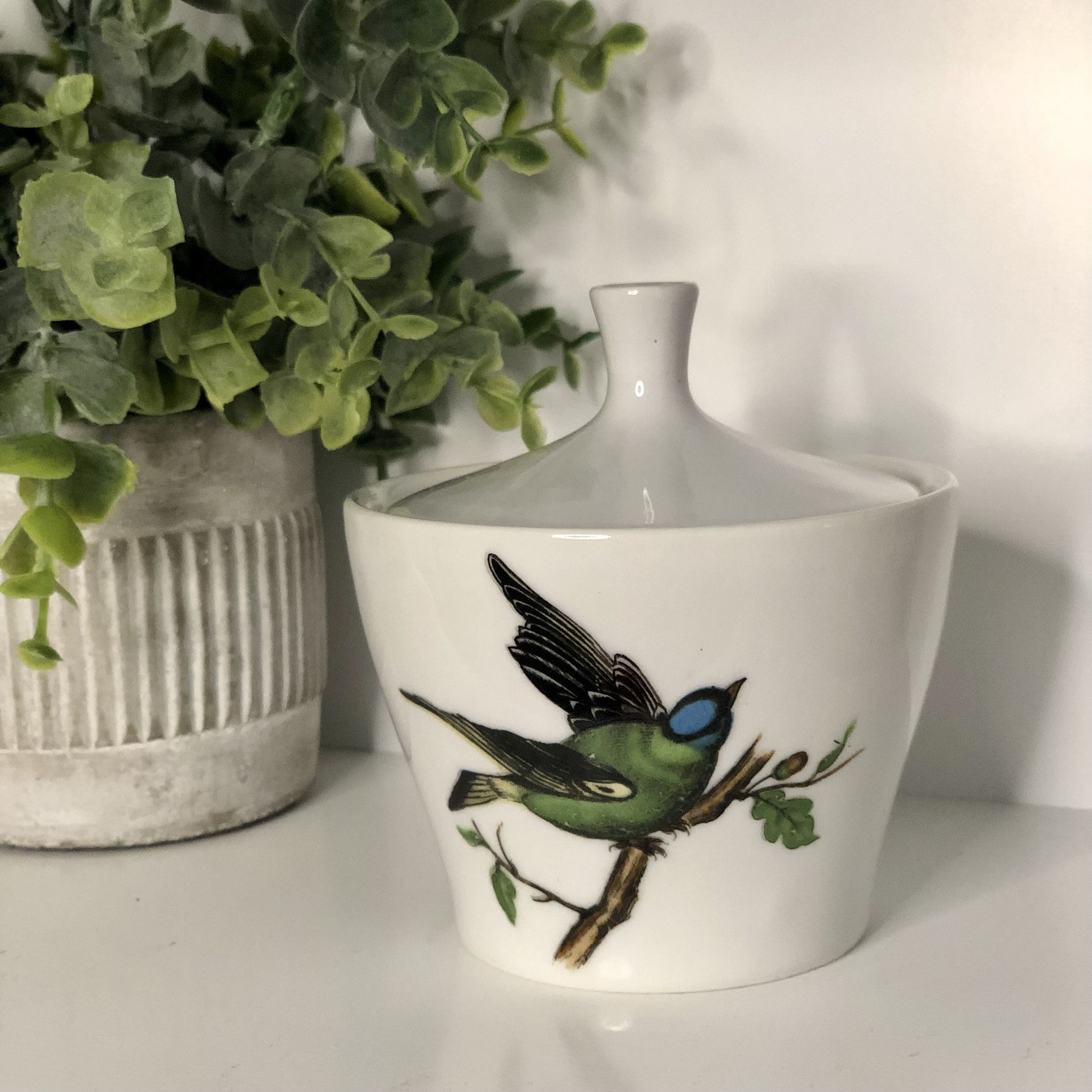 Small Decorative Vintage Bird Ceramic Container