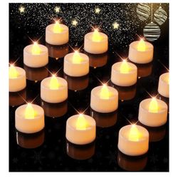 BRAND NEW IN BOX Flameless TeaLights Candles Pack of 12 Battery Operated LED Tea Lights Flickering Votive Candles Timer Warm Yellow Light 6 Hrs On 