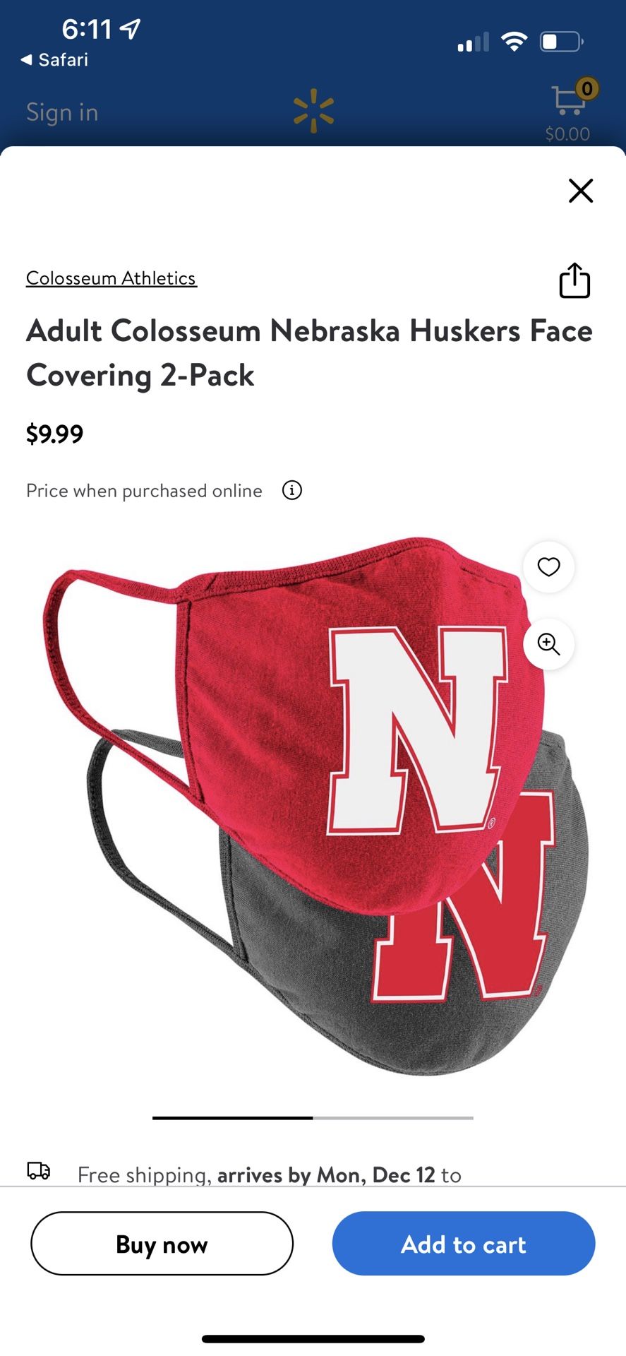 BRAND NEW NEBRASKA CORNHUSKERS FACE MASKS