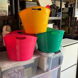 Three Plastic Party Bins Asking $10.00 For All 3