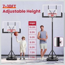 Basketball Hoop with Adjustable Height Portable Basketball Goal System for Outdoor Indoor Use 45 inches Heavy-Duty Steel Frame Backboard for Youth and