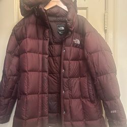 Women’s size S Burgundy North Face Down Coat