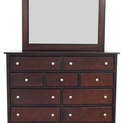 Bedroom Set Macy's Solid Wood Dresser, Mirror, Nightstand Chest Merlot
