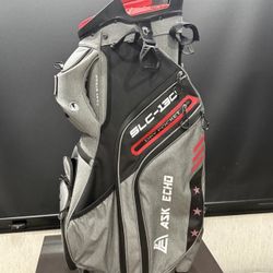 Ask Echo SLC-130 Cart Bag (10", 15-way top,Grey/Black/Red ) 2024 Golf  Patented 