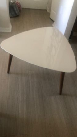 Side Table/ Mid century Center Table/ Coffee Table/ Beige- Glossy/ Wood stands