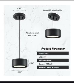 2 LED Black Pendant Lights Fixtures Mini Brand New