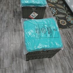 Cushioned Ottoman Seat -foot Rest Turquoise  (2)