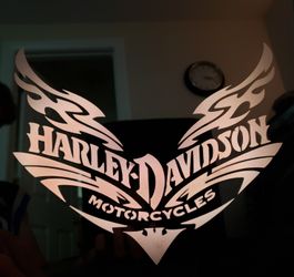 Harley Davidson etched L.e.d. mirror
