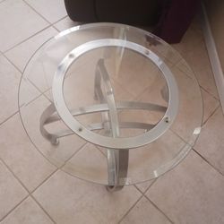 Glass Round End Table Chromium base