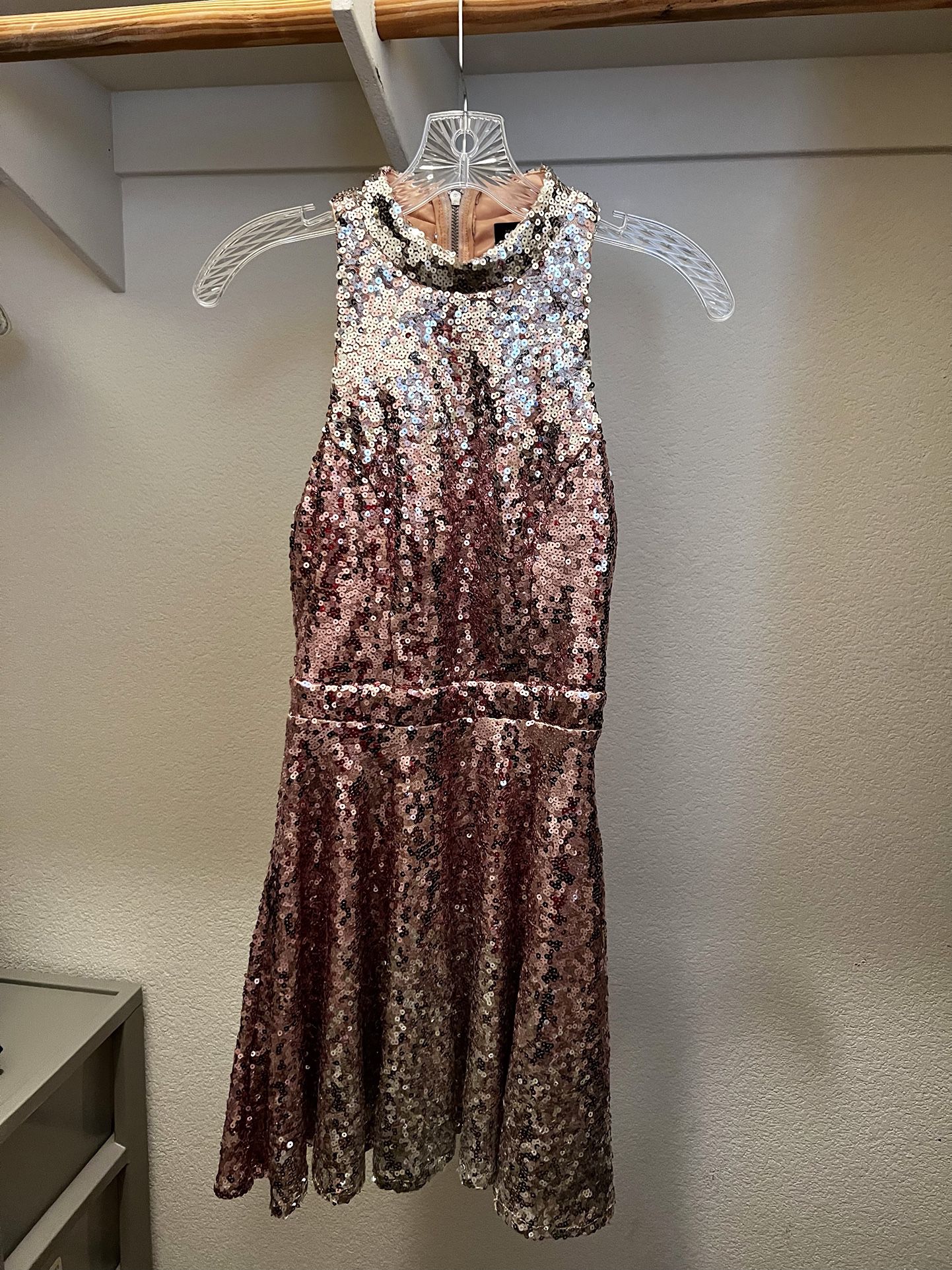 silver/pink sequence dress