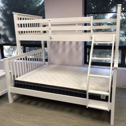 Grey, White, Espresso Twin Over Full Bunk Bed - Olympian