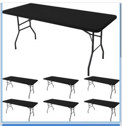 Black Stretch Folding Table Covers – Set of 6