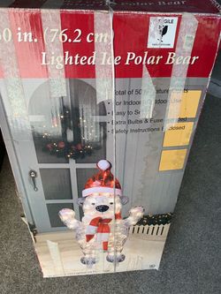 30” Lighted Ice Polar Bear w/ Box For Sale $30.00
