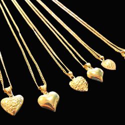 NEW 10K GOLD HEART PENDANT AND CHAINS FOR SALE