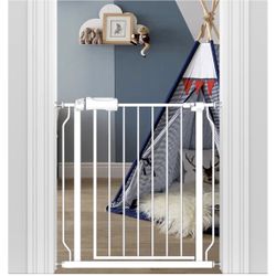 Flower Frail Baby Gate 29-34” pressure Mounted Auto Close- White Strong For Pets