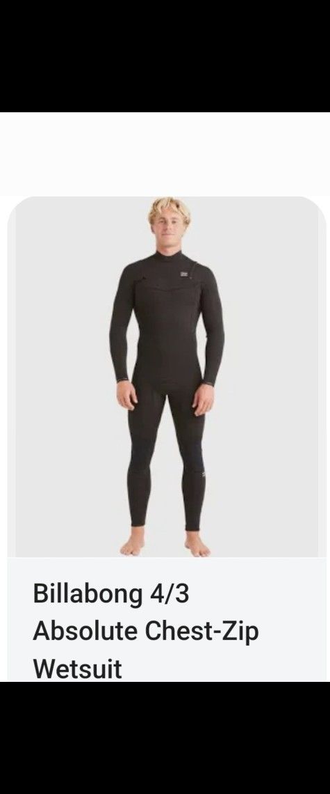 Billabong Chest Zip Full Wetsuit Solution SGX 403 Size MT RN# 99064/CA#37757