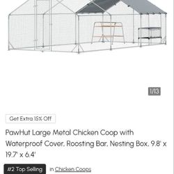 PawHut Large Metal Chicken Coop with Waterproof Cover