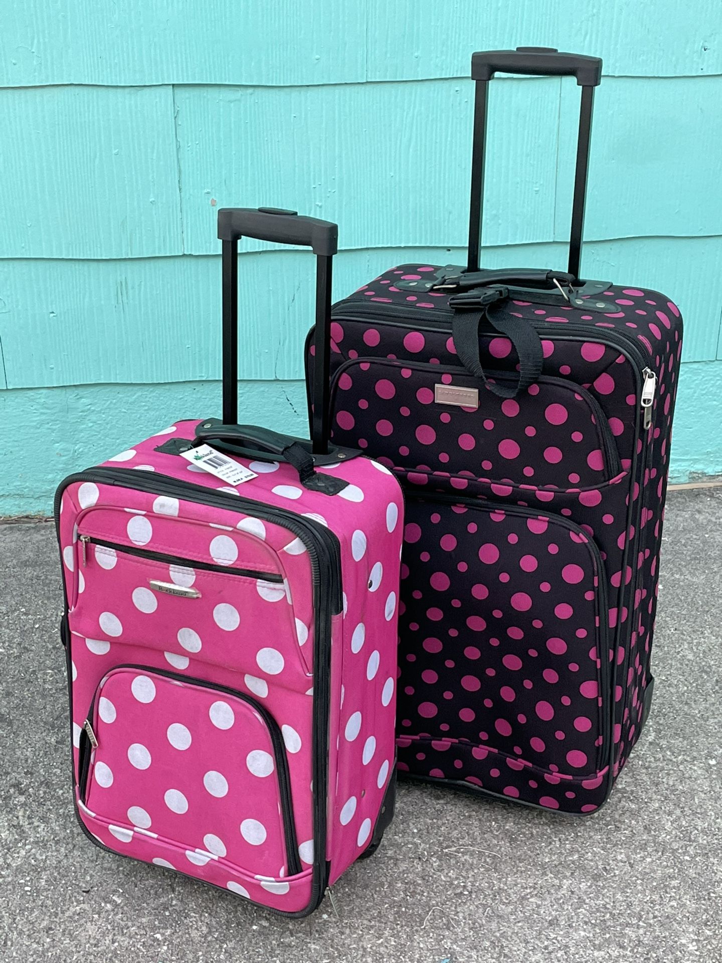 Polkadot luggage suitcases two items