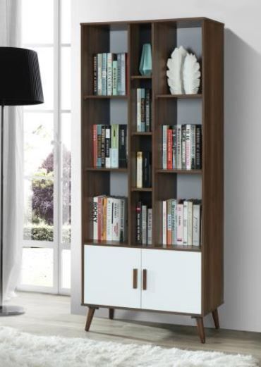 Wood Book Shelves in Dark Walnut And White On Sale $199