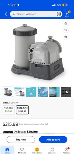 Intex Krystal Clear 2500 GPH Swimming Pool Filter Cartridge Pump With Timer
