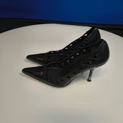 Via Spiga Black Leather Heels (Size 5.5)