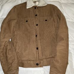 BROWN FUR JEAN JACKET SIZE S