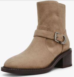Brand New Anne Klein Amias Block Heel Ankle Bootie Women's Sand Suede Size 8 M