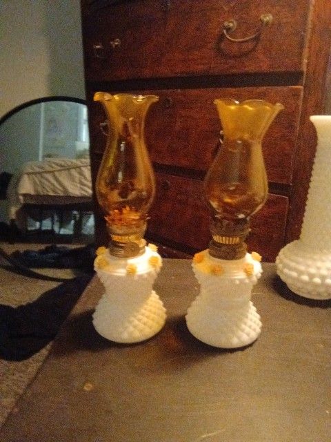 Hobnail Milk Glass Lanterns