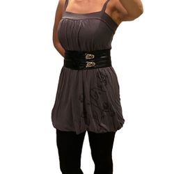 Forever 21 Grey Mini Dress With Rose Accent Design